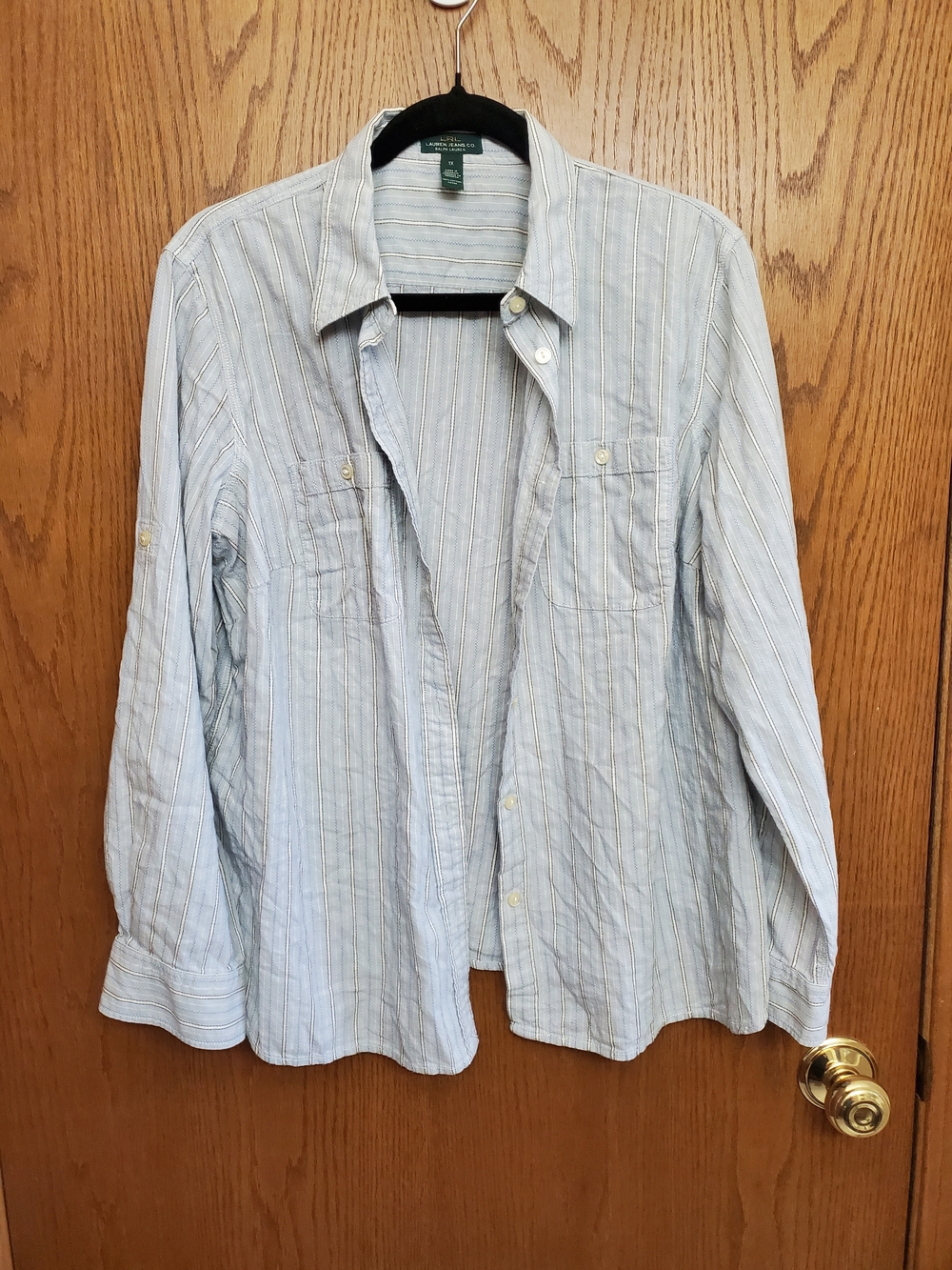 Ralph Lauren Light Blue White Striped Button-Down Shirt